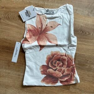 Princess Polly White and pink Floral Tank Top